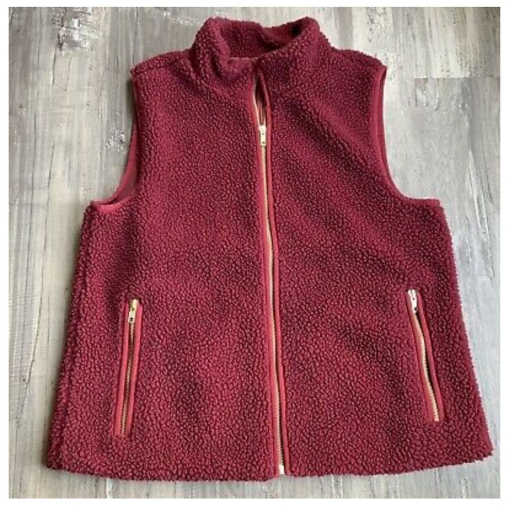 Jcrew Mercantile Burgundy Fleece Vest